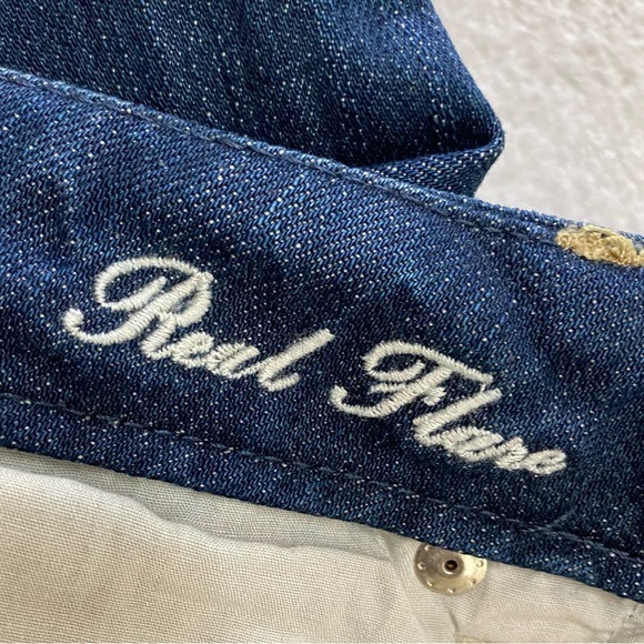 Vintage Y2K American Eagle Outfitters Dark Wash Low Rise Real Flare 8 Long - Picture 4 of 15